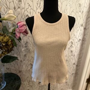 Cream Ribbed Tank Top